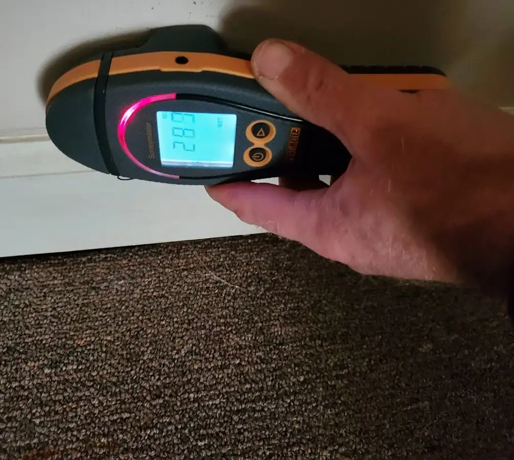 Moisture detection at baseboard during Sewage Cleanup & Sanitation in Camillus